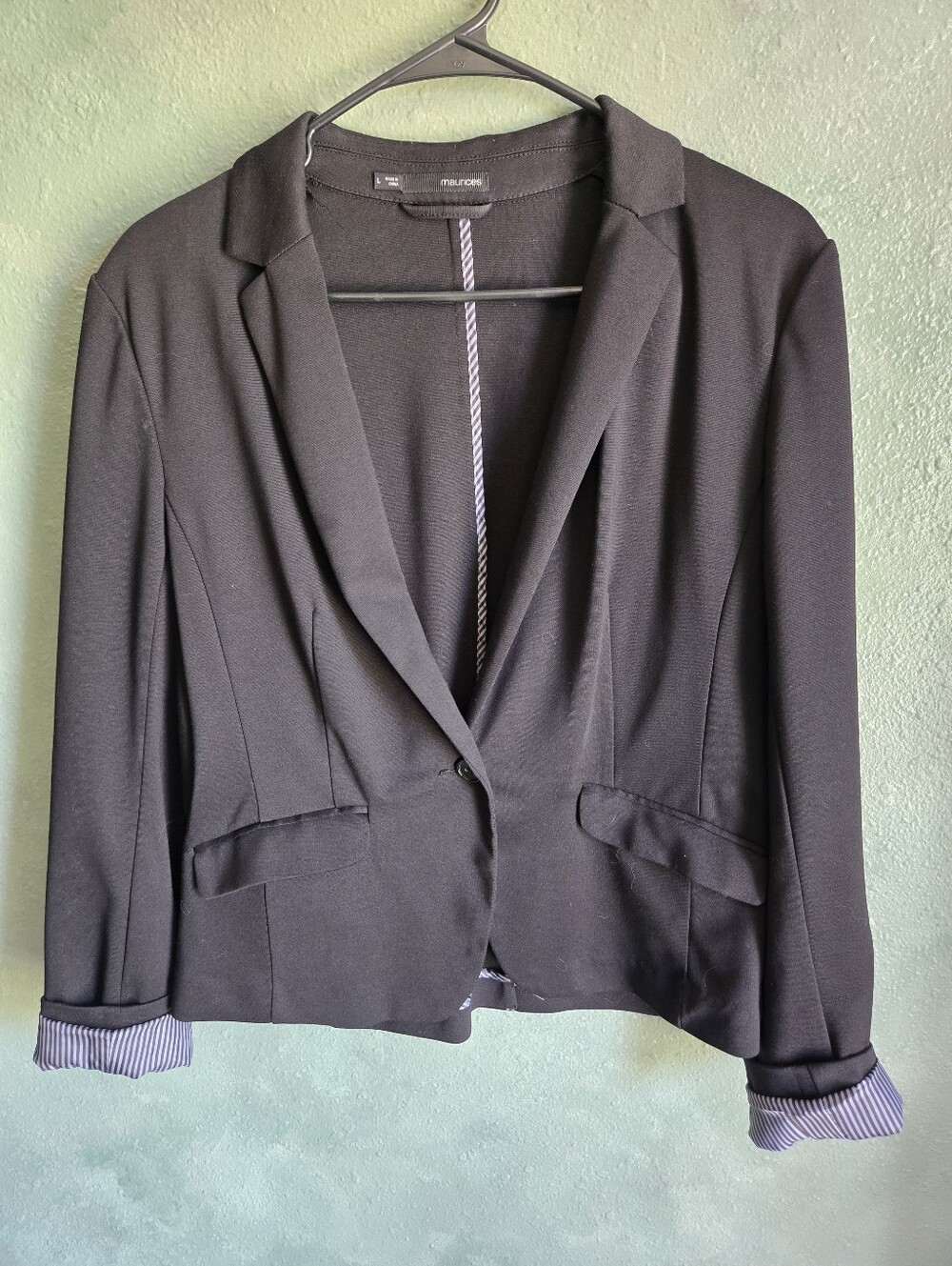 Maurices - Black - Blazer Suit Jacket - Roll Sleeve  Cropped Short - Women's L